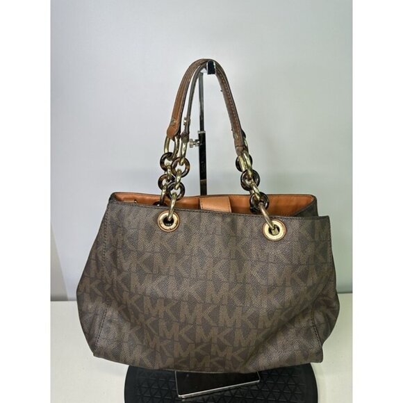Michael Kors Brown Logo Shoulder Tote Bag - Picture 1 of 12
